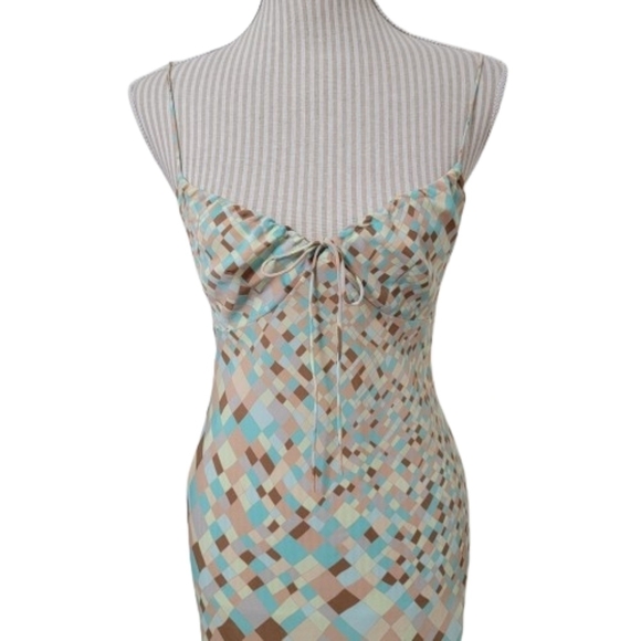 Express Size 3/4 Halter Style Slip Dress, Excellent Condition, Muted Pastels - Picture 4 of 12
